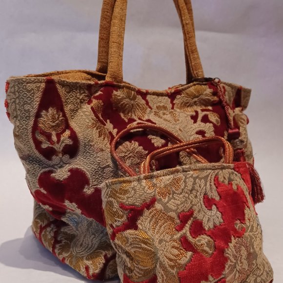 Small tote bag et mini bag Pierre Frey vintage - Velvet Brocade - Picture 15 of 15